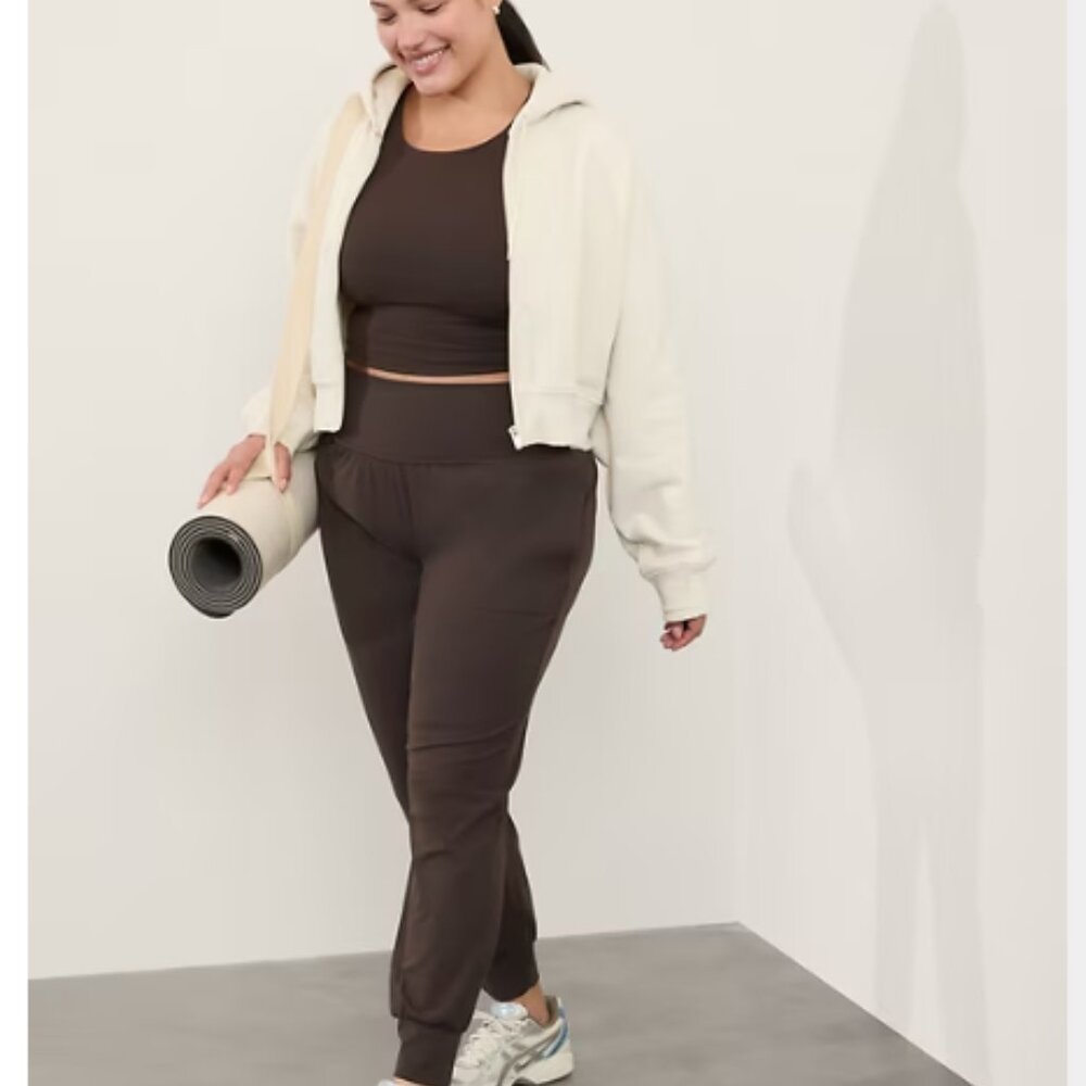 Athleta Dark Brown Track Joggers with High Waist